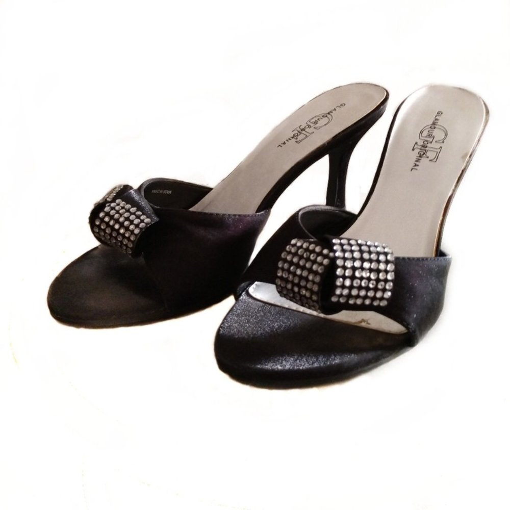 Black Fabric and Sparkle Accent Formal Dress Shoes
